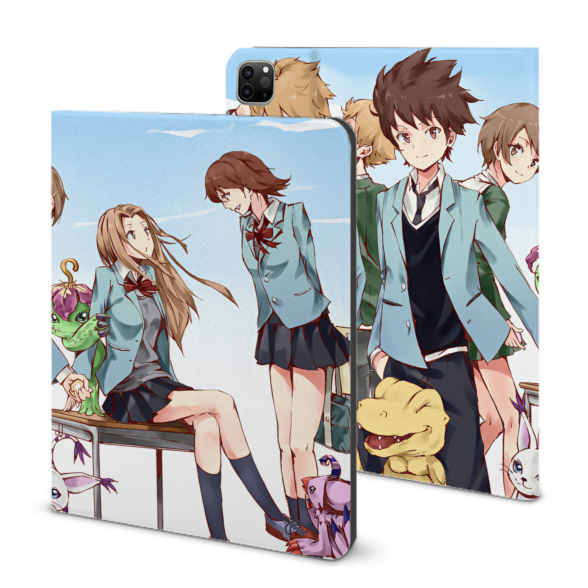（画像用） Digimon デジタルモンスター/デジモン IPad ケース ブック型 PUレザー TPU 耐衝撃 軽量 薄型 ペン収納なし 全面保護 IPad 各モデル対応